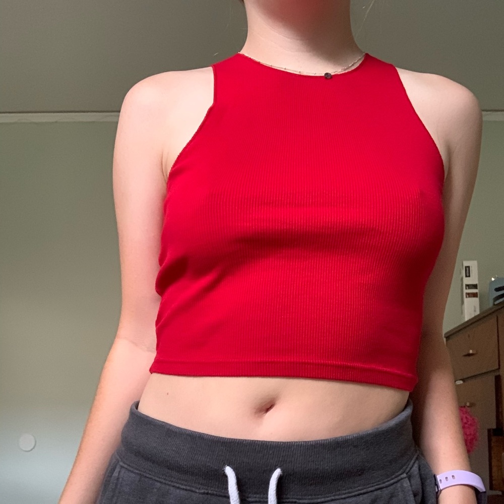 Brandy Melville Red high neck tank top